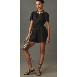 Anthropologie Somerset Romper Linen Black Women’s Size Medium